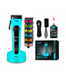 Тример VGR V-199, 6 насадок, регулятор висоти, LED display, 7500 RPM, акумулятор 2000mAh, Green, Box