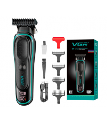 Тример VGR V-250, 4 насадки, LED display, 7000 RPM, акумулятор 1400mAh, Green, Box