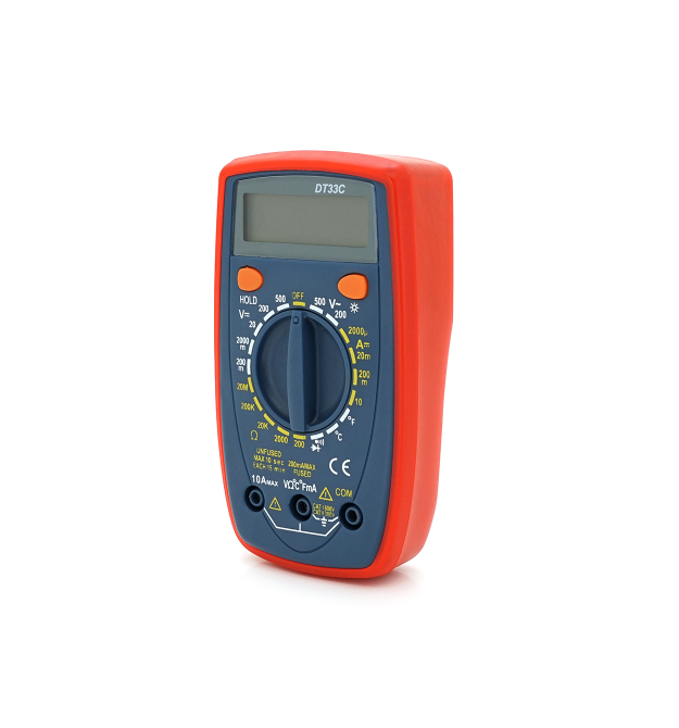 Multimeter DT-33C, Measurements: V DC - AC, A DC - AC, &ampOmega, C, hFE. Continuity test, HOLD, backlight