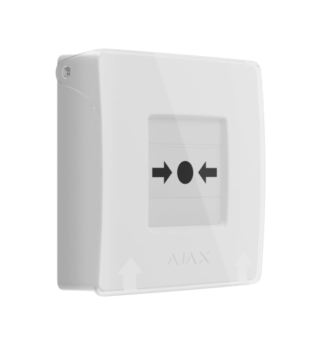 Бездротова настінна кнопка для активації пожежної тривоги Ajax ManualCallPoint White