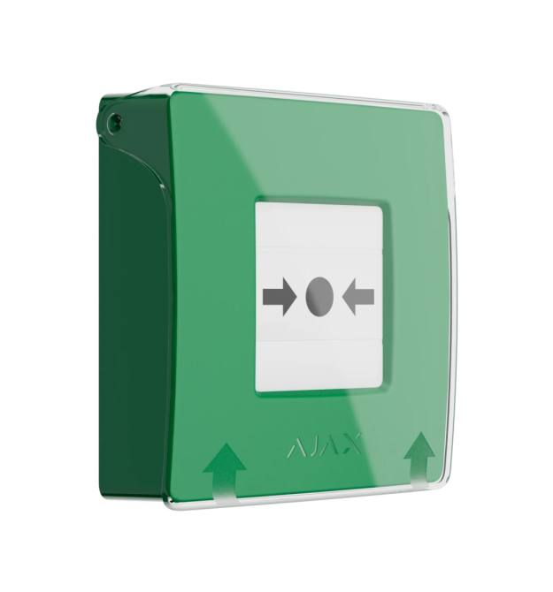 Бездротова настінна кнопка для активації пожежної тривоги Ajax ManualCallPoint Green