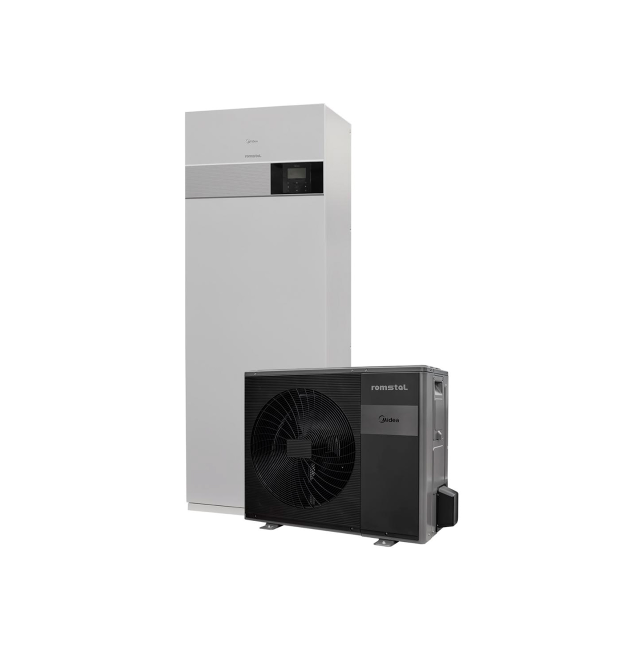 Тепловий насос повітря-вода Romstal ECOHEAT 500 10kW 220 (вбудований бак ГВП 190л) (R32, -25, WI-FI , 3 квт ТЕН)