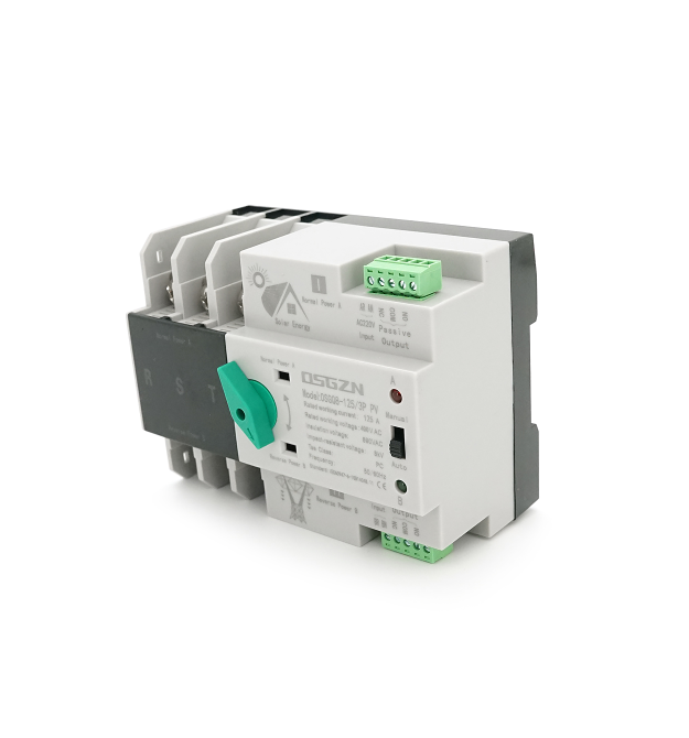 Автомат введення резерву (АВР) триполюсний OSGQ8-125 - 3P PV, 230V - 125A на DIN-рейку для сонячних систем
