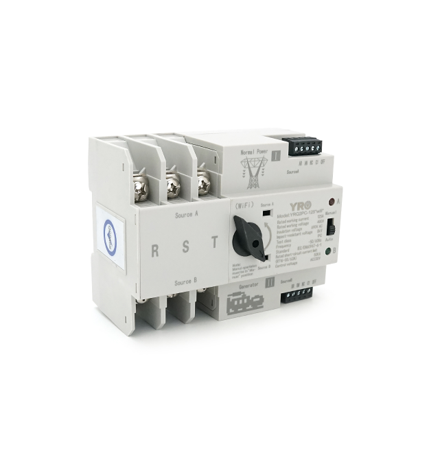 Автомат введення резерву (АВР) триполюсний YRQ2PC-125 Wifi ATS, 3P 125A 400V, E-Welink App на DIN-рейку для генераторів