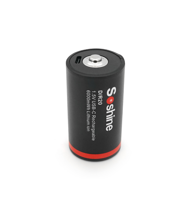 Акумулятор Soshine D-1.5-6000USB, D - LR20, Li-Ion 1.5V, USB-C, 6000mWh, 1.8A