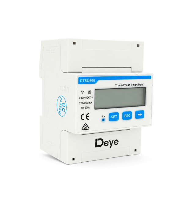Трифазний електронний лічильник DEYE DTSU666-3-220 - 380V-5-100A на DIN-рейку, 220V, 100А - 50мА, LCD, з трансформатором струму