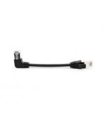 Патч-корд литий FTP, RJ45(прямий - кутовий), екранований, FTP5e 0.132m, patch D-4.9mm AWG28 1x90 CU, DC 2-12 V, чорний, Q200