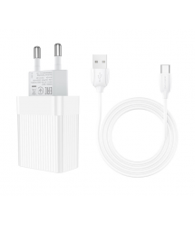 Набір BOROFONE BA47A СЗУ 1xUSB+ кабель Type-C - USB, 3A, 1м, White, Blister