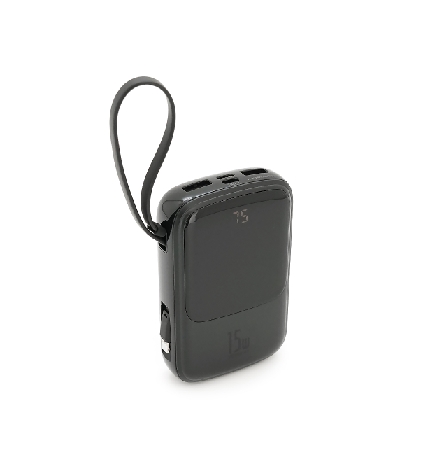 PowerBank Baseus 10000mAh 15W, 2* USB+Micro USB+Type-C, Black, Box
