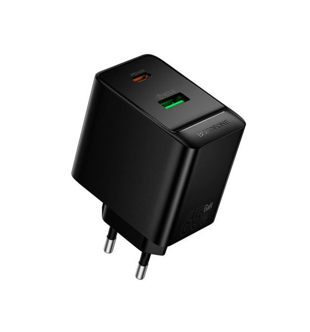 СЗУ BOROFONE BAS17A, PD65W+Q3.0, 1xUSB+1xUSB-C, 65W, Black, Box