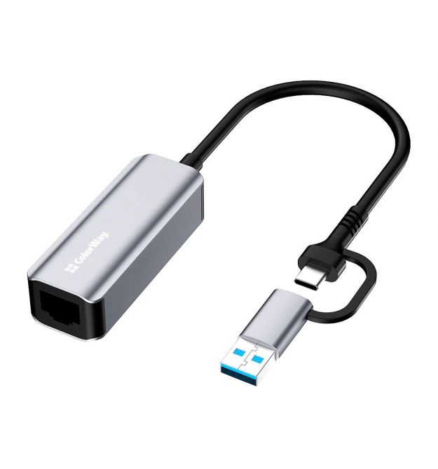 Адаптер сетевой ColorWay CW-AD-CRG USB-A/USB-С 3.0 - RJ45 Gigabit Ethernet