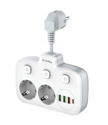 Сетевой фильтр СolorWay CW-CHE24PDW 2x220V/3xUSB-A/1xUSB-C