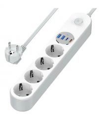 Сетевой фильтр СolorWay CW-CHE44PDW 4 розетки/4USB 20W
