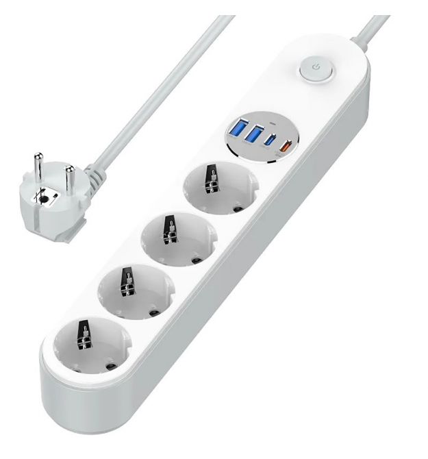 Сетевой фильтр СolorWay CW-CHE44PDW 4 розетки/4USB 20W