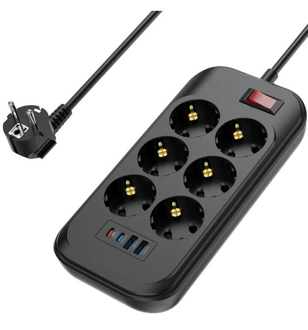 Сетевой фильтр СolorWay CW-CHE64PDB 6 розеток/4USB