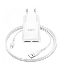 Набір СЗУ 110-240V HOCO C88A+ кабель Micro, 2xUSB, 2.4A, кабель 1м, White, Box