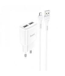 Набір СЗУ 110-240V HOCO C88A+ кабель Micro, 2xUSB, 2.4A, кабель 1м, White, Box