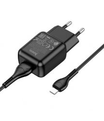 Набір СЗУ 110-240V HOCO C96A+ кабель Lighting, 1xUSB, 2.1A, кабель 1м, Black, Blister