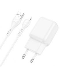 Набір СЗУ 110-240V HOCO C96A+ кабель Lighting, 1xUSB, 2.1A, кабель 1м, White, Blister