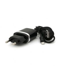 Набір СЗУ 110-240V HOCO C12+ кабель Lighting, 1xUSB, 2.4A, кабель 1м, Black, Blister