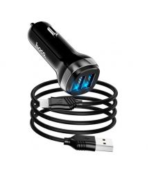 Набір АЗУ 12-24V HOCO Z40 кабель Micro, 2xUSB, 2.4A, кабель 1м, Black, Box