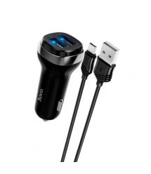 Набір АЗУ 12-24V HOCO Z40 кабель Micro, 2xUSB, 2.4A, кабель 1м, Black, Box