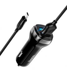 Набір АЗУ 12-24V HOCO Z40 кабель Micro, 2xUSB, 2.4A, кабель 1м, Black, Box