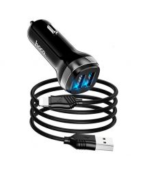 Набір АЗУ 12-24V HOCO Z40+ кабель Lighting, 2xUSB, 2.4A, кабель 1м, Black, Box