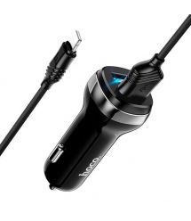 Набір АЗУ 12-24V HOCO Z40+ кабель Lighting, 2xUSB, 2.4A, кабель 1м, Black, Box