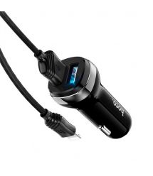 Набір АЗУ 12-24V HOCO Z40+ кабель Lighting, 2xUSB, 2.4A, кабель 1м, Black, Box