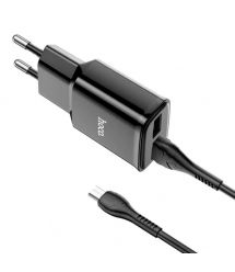 Набір СЗУ 110-240V HOCO C88A+ кабель Micro, 2xUSB, 2.4A, кабель 1м, Black, Box