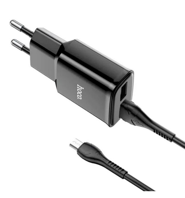 Набір СЗУ 110-240V HOCO C88A+ кабель Micro, 2xUSB, 2.4A, кабель 1м, Black, Box