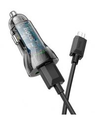 Набір АЗУ 12-24V HOCO Z47 кабель Micro, 2xUSB 3.0, 2.4A, кабель 1м, Black, Box