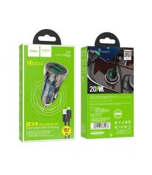 Набір АЗУ 12-24V HOCO Z47 кабель Micro, 2xUSB 3.0, 2.4A, кабель 1м, Black, Box
