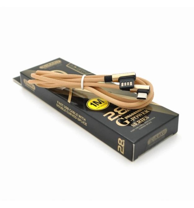 Кабель iKAKU KSC-028 JINDIAN charging data cable for Type-C, Gold, довжина 1м, 2.4A, BOX