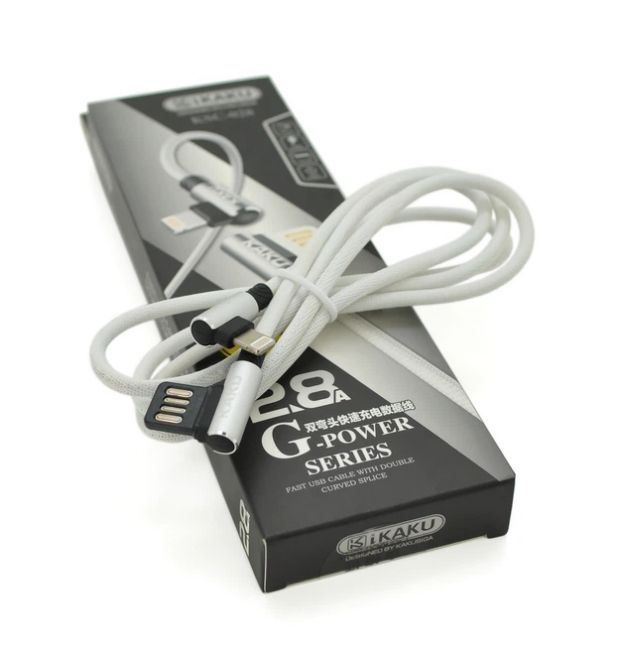 Кабель iKAKU KSC-028 JINDIAN charging data cable for iphone, Silver, довжина 1м, 2.4A, BOX