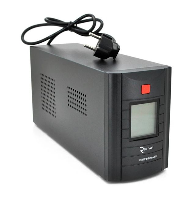 ИБП Ritar RTM800 (480W) Proxima-D, LCD, AVR, 2st, 2xSCHUKO socket, 1x12V9Ah, metal Case (324х100х153)- Q4