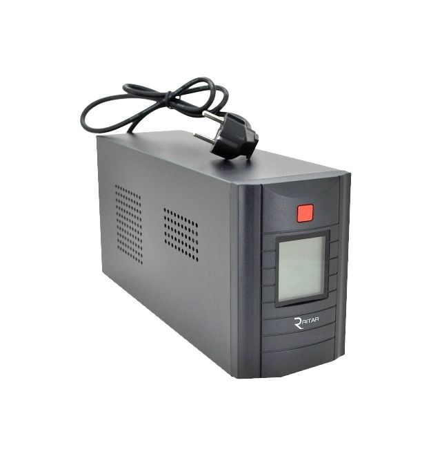 ИБП Ritar RTM1000 (600W) Proxima-D, LCD, AVR, 3st, 3xSCHUKO socket, 2x12V7Ah, metal Case (350х120х188)- Q2