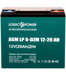 Аккумулятор тяговый свинцево-кислотный AGM LogicPower LP 6-DZM-20 12-20 AH