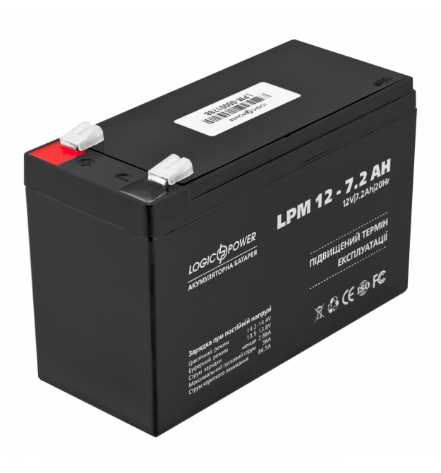 Аккумулятор кислотный AGM LogicPower LPM 12 - 7,2 AH