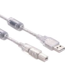 Кабель USB 2.0 AM / BM, 1.8m, 2 феррита, прозрачный