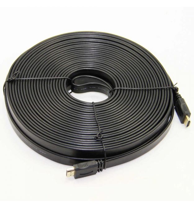 Кабель HDMI-HDMI 15m, v1.4, плоский Black, BOX, Q25