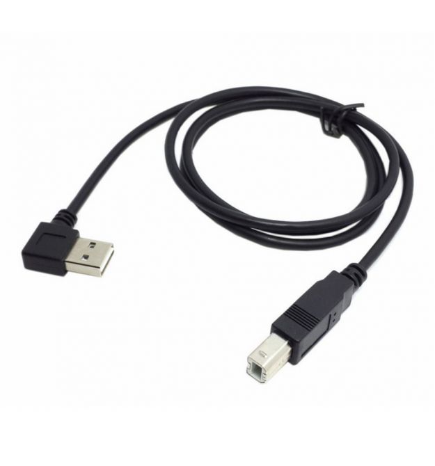 Кабель USB 2.0 RITAR AM / BM, 2.0m, угловой 90°, черный