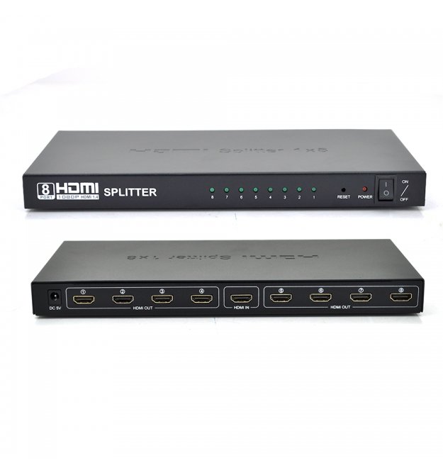 Активний HDMI сплитер 1/8 портов, 1080р, DC5V / 2A