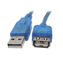 Удлинитель USB 2.0 AM / AF, 0.5m, 1 феррит, прозрачный синий Q500