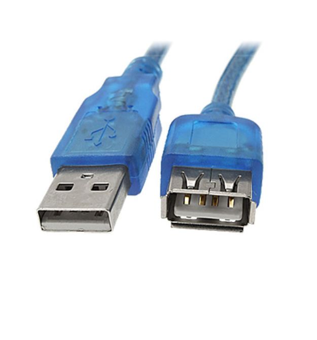 Удлинитель USB 2.0 AM / AF, 0.5m, 1 феррит, прозрачный синий Q500