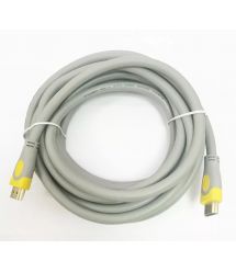 Кабель HDMI-HDMI V-Link High Speed 5.0m, v2,0, OD-8.2mm, круглый Grey, коннектор Grey / Yellow, (Пакет), Q60