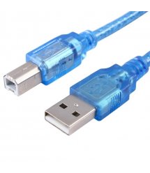 Кабель USB 2.0 RITAR AM / BM, 2.0m, 1 феррит, прозрачный синий