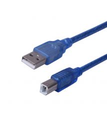 Кабель USB 2.0 RITAR AM / BM, 3.0m, 1 феррит, прозрачный синий