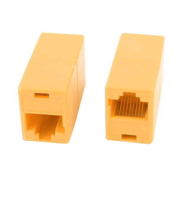 Соединитель RJ45 8P8C мама / мама RJ45 для соединения кабеля, желтый, Q100